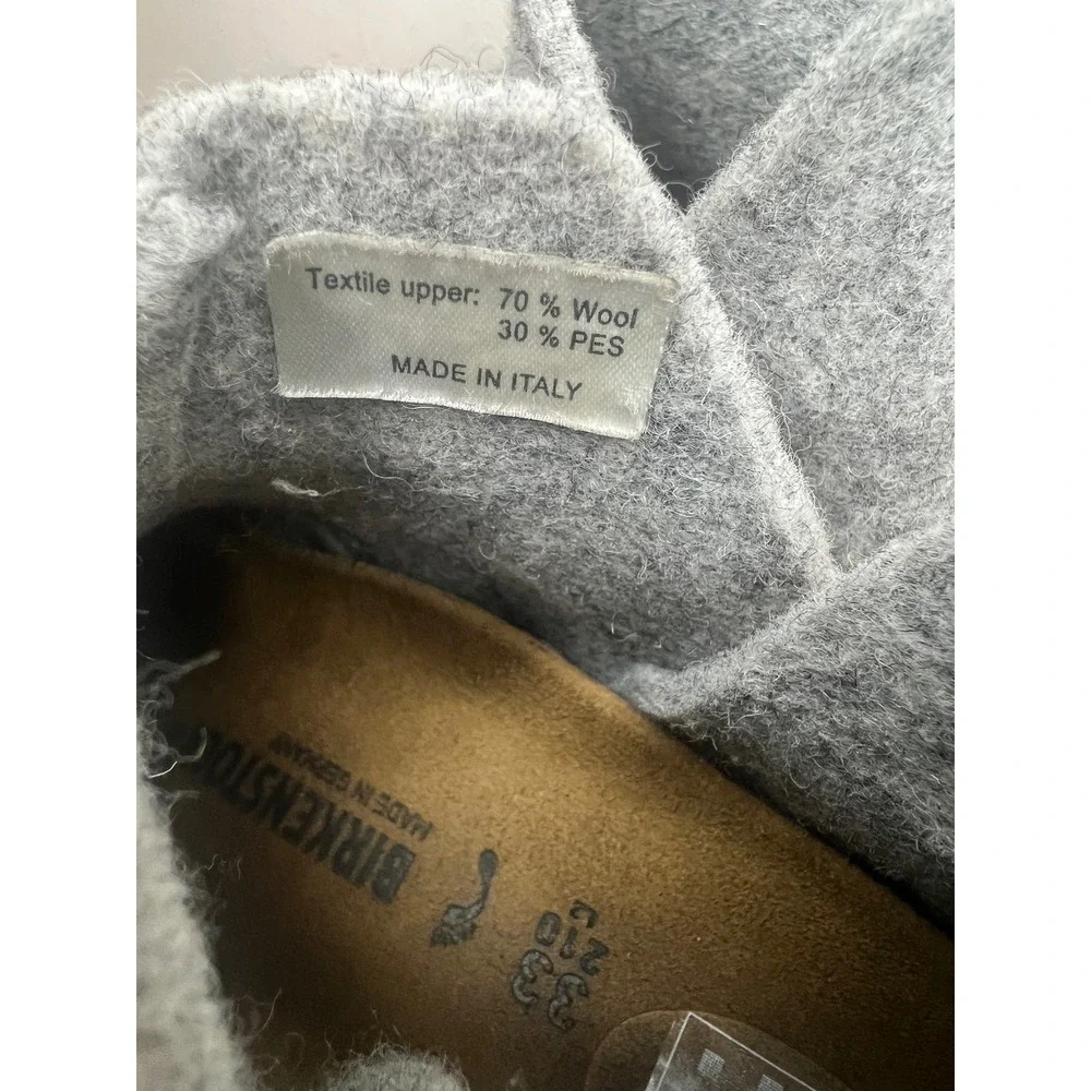 Birkenstock Andermatt Slipper Boot Light Gray Kids Size 2 Wool Felt House Shoes
